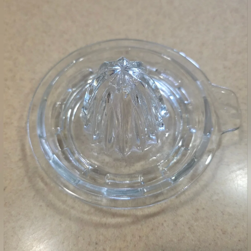 Vintage Citrus Reamer Juicer Clear Glass Tab Handle